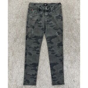 Hudson Jeans Womens 26 Green Surplus Camo‎ The Collin Mid Rise Skinny Distressed